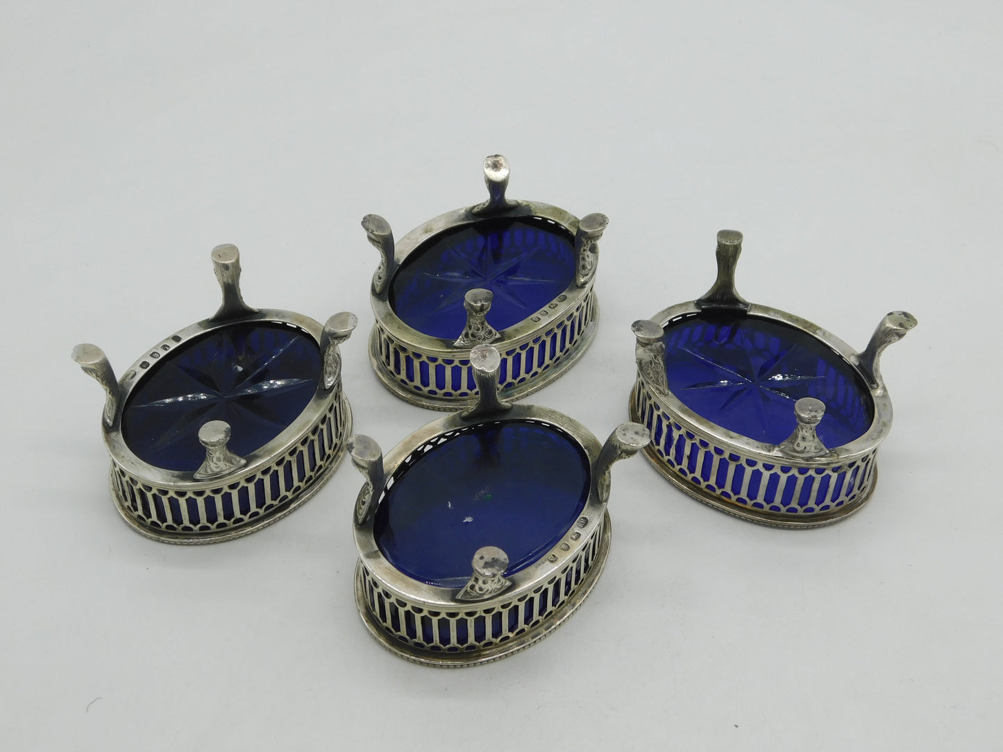 George III Sterling Silver Salt Cellar Set on Cloven Feet Antique 1776 London