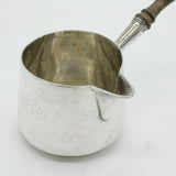 George III Sterling Silver Wooden Handle Brandy Pan Antique 1809 London
