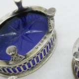 George III Sterling Silver Salt Cellar Set on Cloven Feet Antique 1776 London