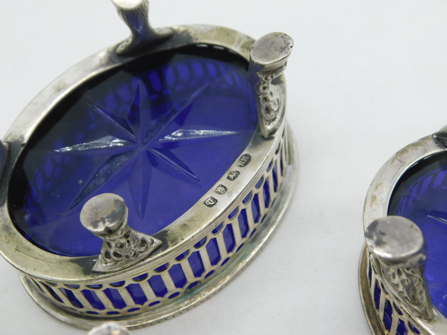 George III Sterling Silver Salt Cellar Set on Cloven Feet Antique 1776 London