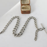 Victorian Sterling Silver Graduating Albert Watch Chain 1888 Birmingham Antique