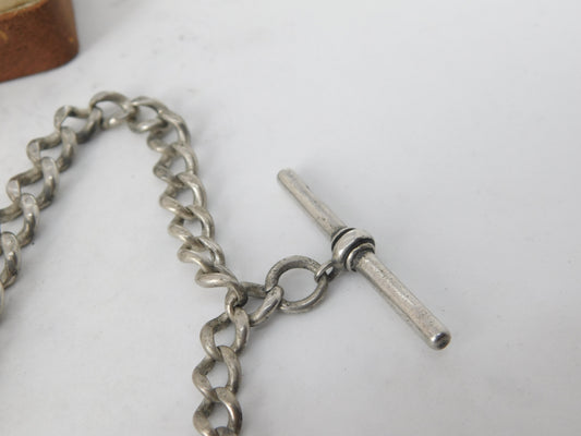 Victorian Sterling Silver Graduating Albert Watch Chain 1888 Birmingham Antique