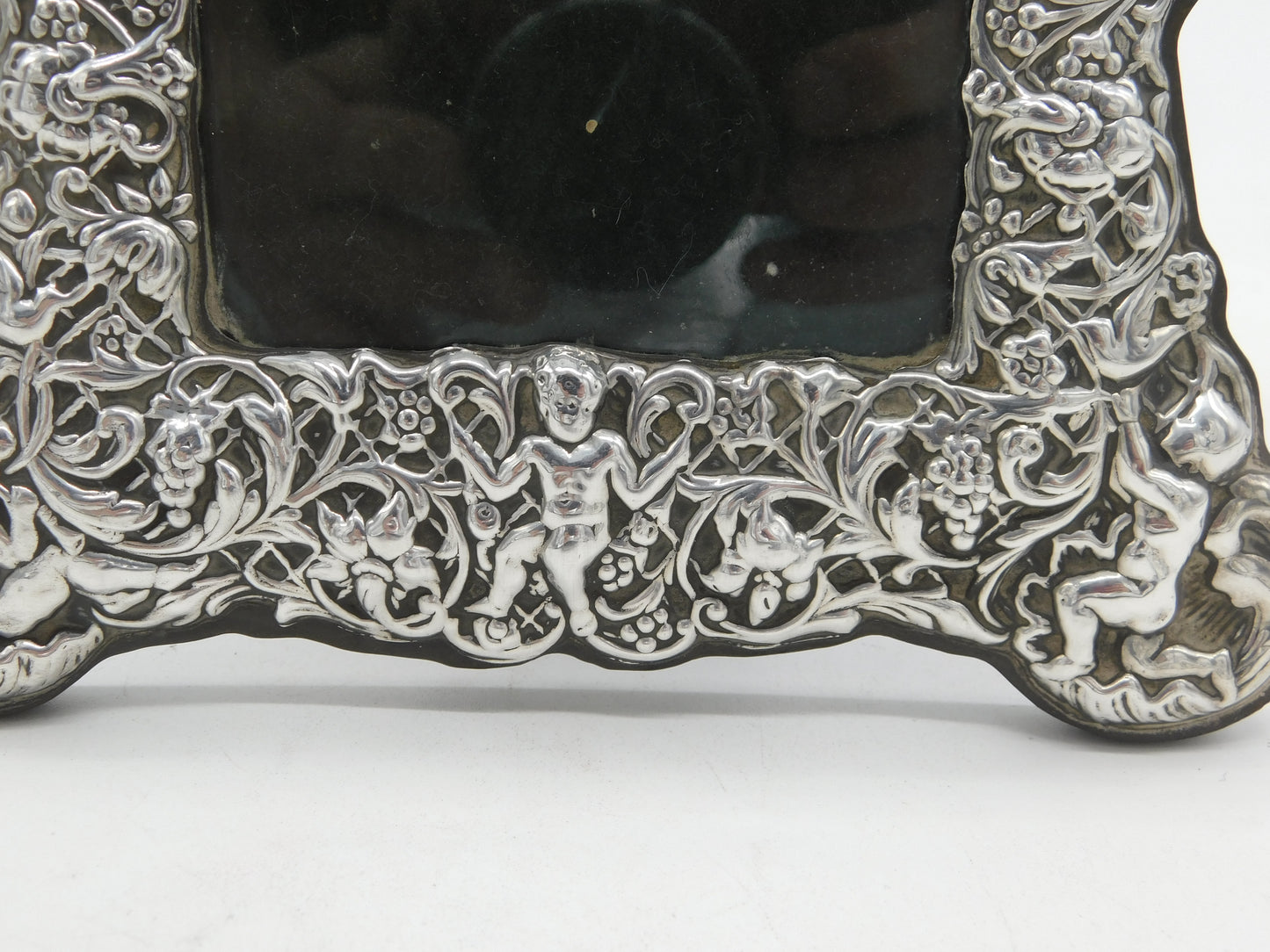 Sterling Silver Art Nouveau Cherub Pattern Picture Frame Vintage 1972 Birmingham