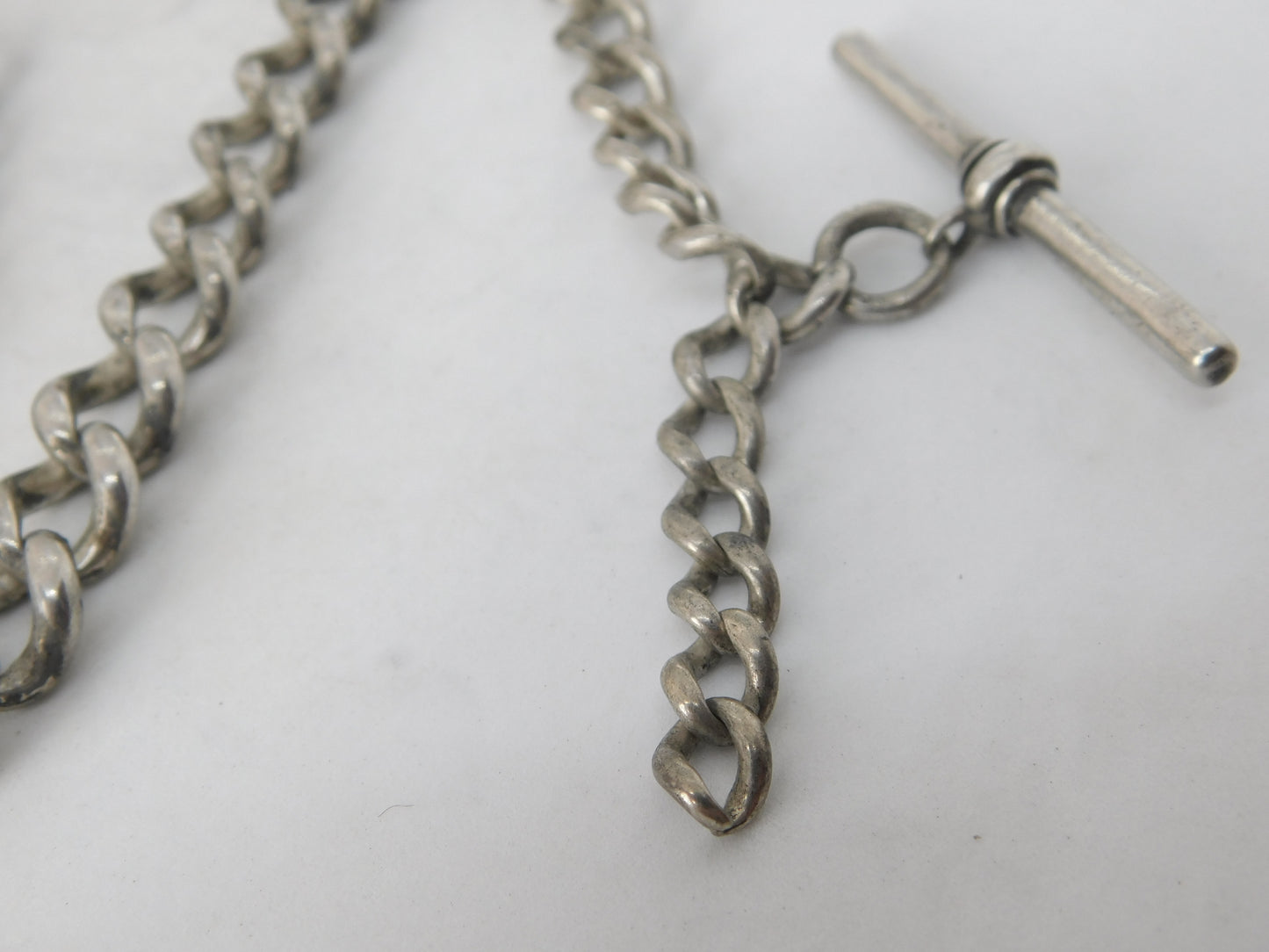 Victorian Sterling Silver Graduating Albert Watch Chain 1888 Birmingham Antique