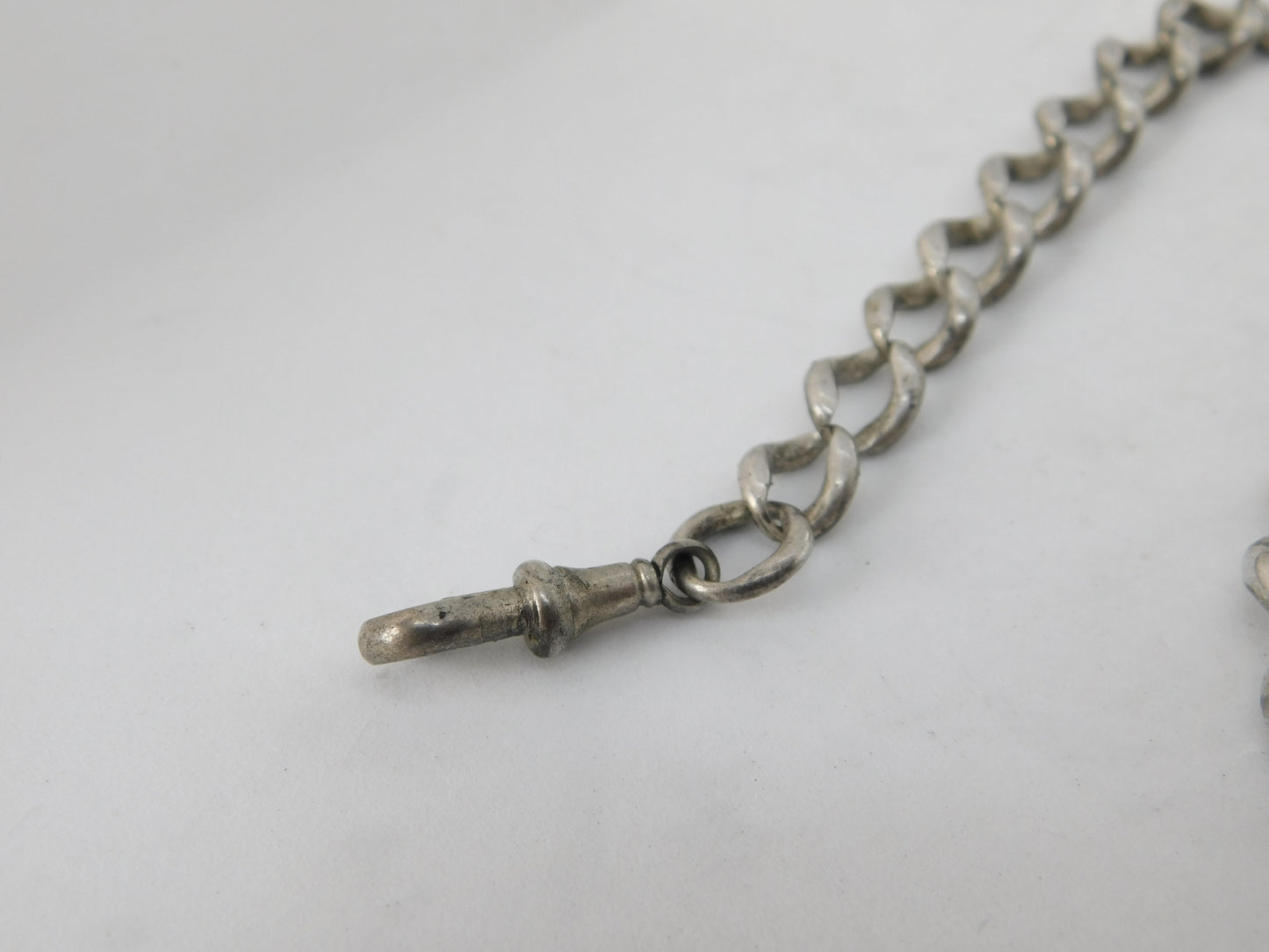 Victorian Sterling Silver Graduating Albert Watch Chain 1888 Birmingham Antique