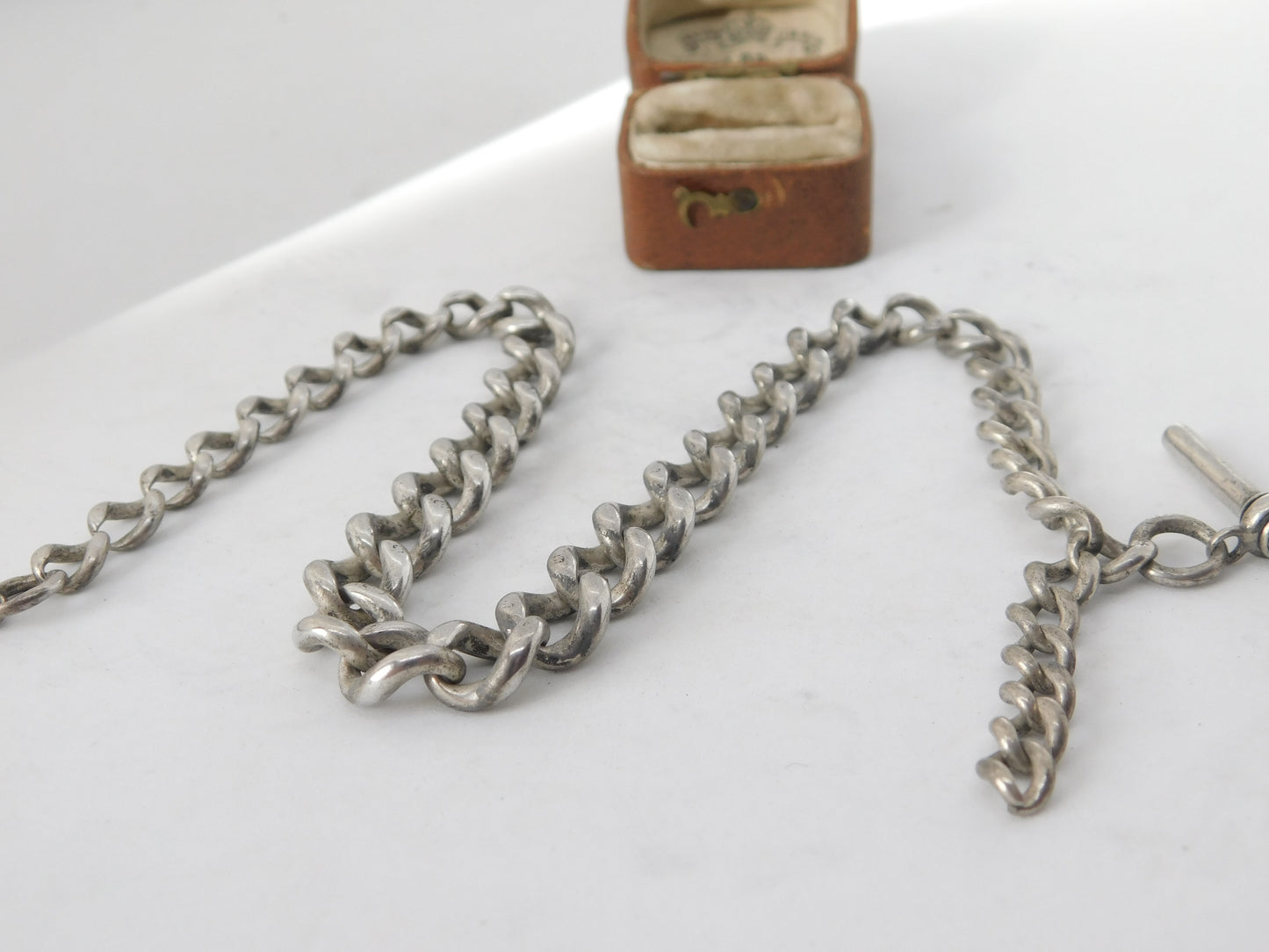 Victorian Sterling Silver Graduating Albert Watch Chain 1888 Birmingham Antique