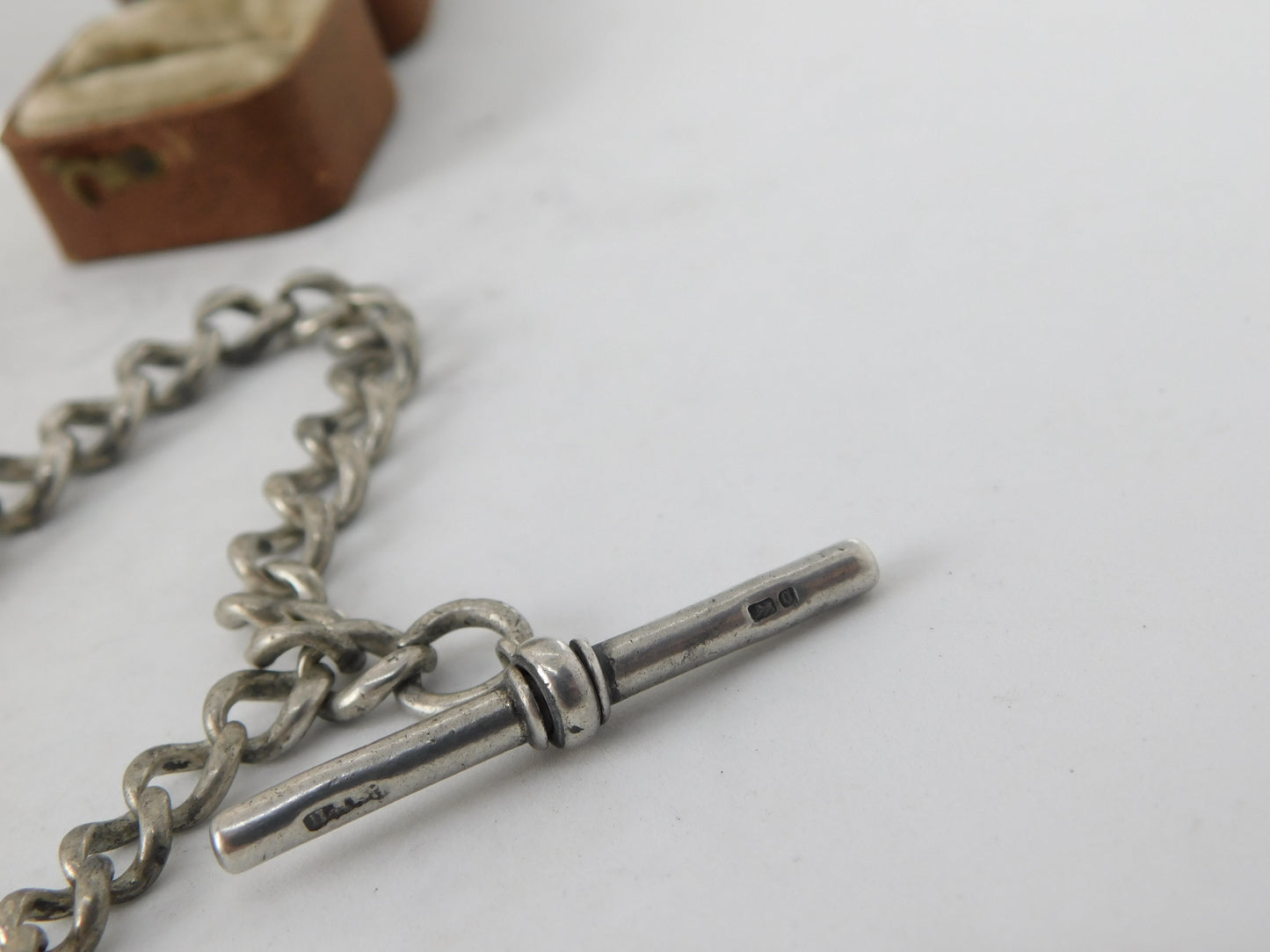 Victorian Sterling Silver Graduating Albert Watch Chain 1888 Birmingham Antique