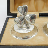 Edwardian Boxed Sterling Silver Lucky Shamrock Place Setting Set Antique 1910