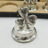 Edwardian Boxed Sterling Silver Lucky Shamrock Place Setting Set Antique 1910