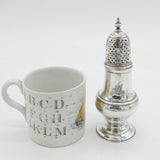 George II Sterling Silver Crested Muffineer Sugar Caster Antique 1758 London