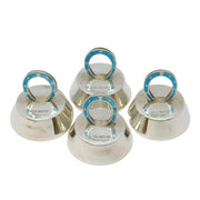 Sterling Silver & Blue Enamel Horseshoe Menu or Place Settings Antique Art Deco