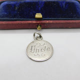 Victorian Sterling Silver 'Uncle' Love Token Threepence Coin Charm Antique c1880