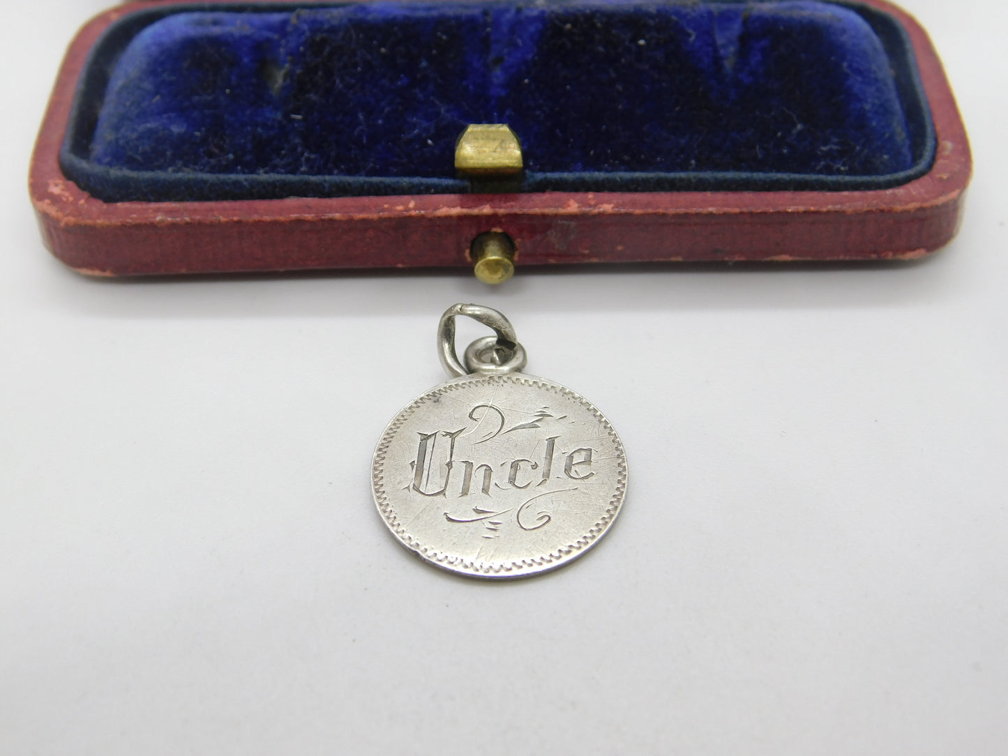 Victorian Sterling Silver 'Uncle' Love Token Threepence Coin Charm Antique c1880