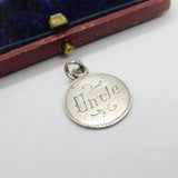 Victorian Sterling Silver 'Uncle' Love Token Threepence Coin Charm Antique c1880