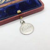 Victorian Sterling Silver 'Uncle' Love Token Threepence Coin Charm Antique c1880