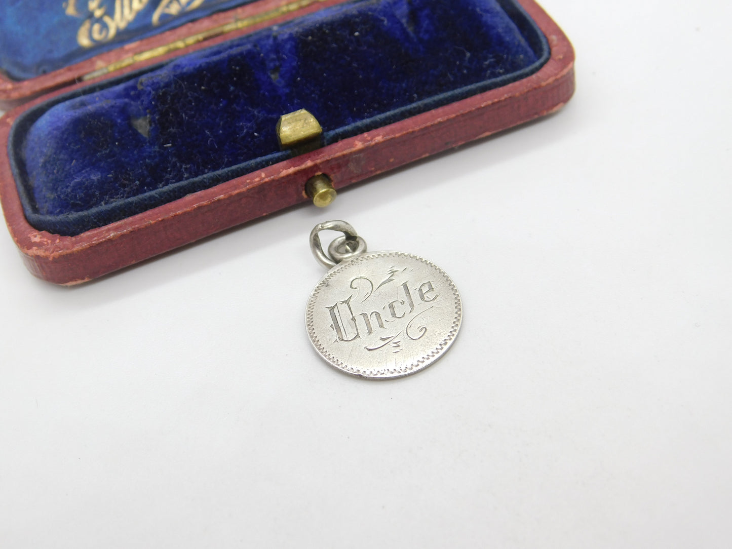 Victorian Sterling Silver 'Uncle' Love Token Threepence Coin Charm Antique c1880