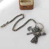 Victorian Sterling Silver Albertina Watch Chain Inc Tassel, Fob, Charms Antique