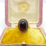 Victorian 9ct Yellow Gold & Cabochon Bohemian Garnet Band Ring Antique c1900