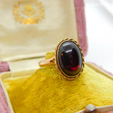 Victorian 9ct Yellow Gold & Cabochon Bohemian Garnet Band Ring Antique c1900