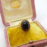 Victorian 9ct Yellow Gold & Cabochon Bohemian Garnet Band Ring Antique c1900
