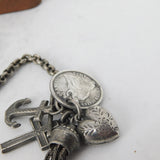 Victorian Sterling Silver Albertina Watch Chain Inc Tassel, Fob, Charms Antique