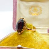 Victorian 9ct Yellow Gold & Cabochon Bohemian Garnet Band Ring Antique c1900