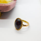 Victorian 9ct Yellow Gold & Cabochon Bohemian Garnet Band Ring Antique c1900