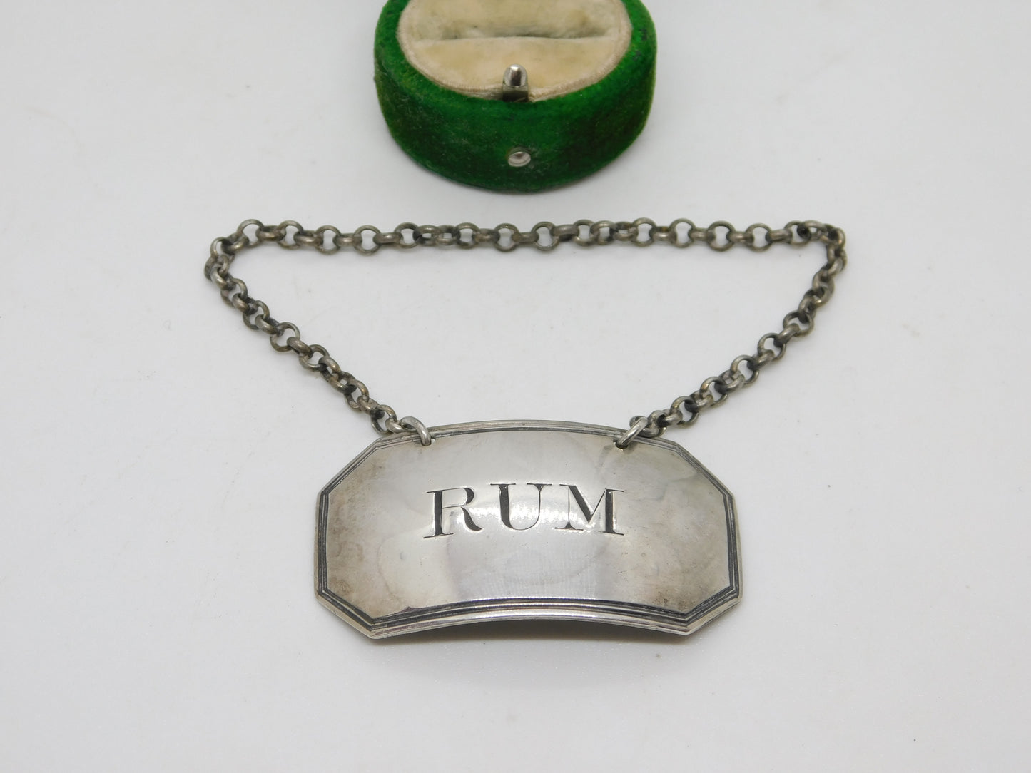 George III Sterling Silver Rum Decanter Label Antique c1780 Susannah Barker