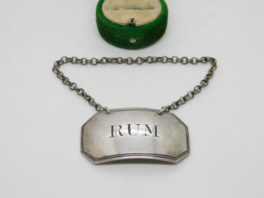 George III Sterling Silver Rum Decanter Label Antique c1780 Susannah Barker
