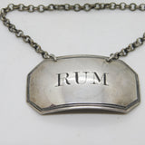 George III Sterling Silver Rum Decanter Label Antique c1780 Susannah Barker