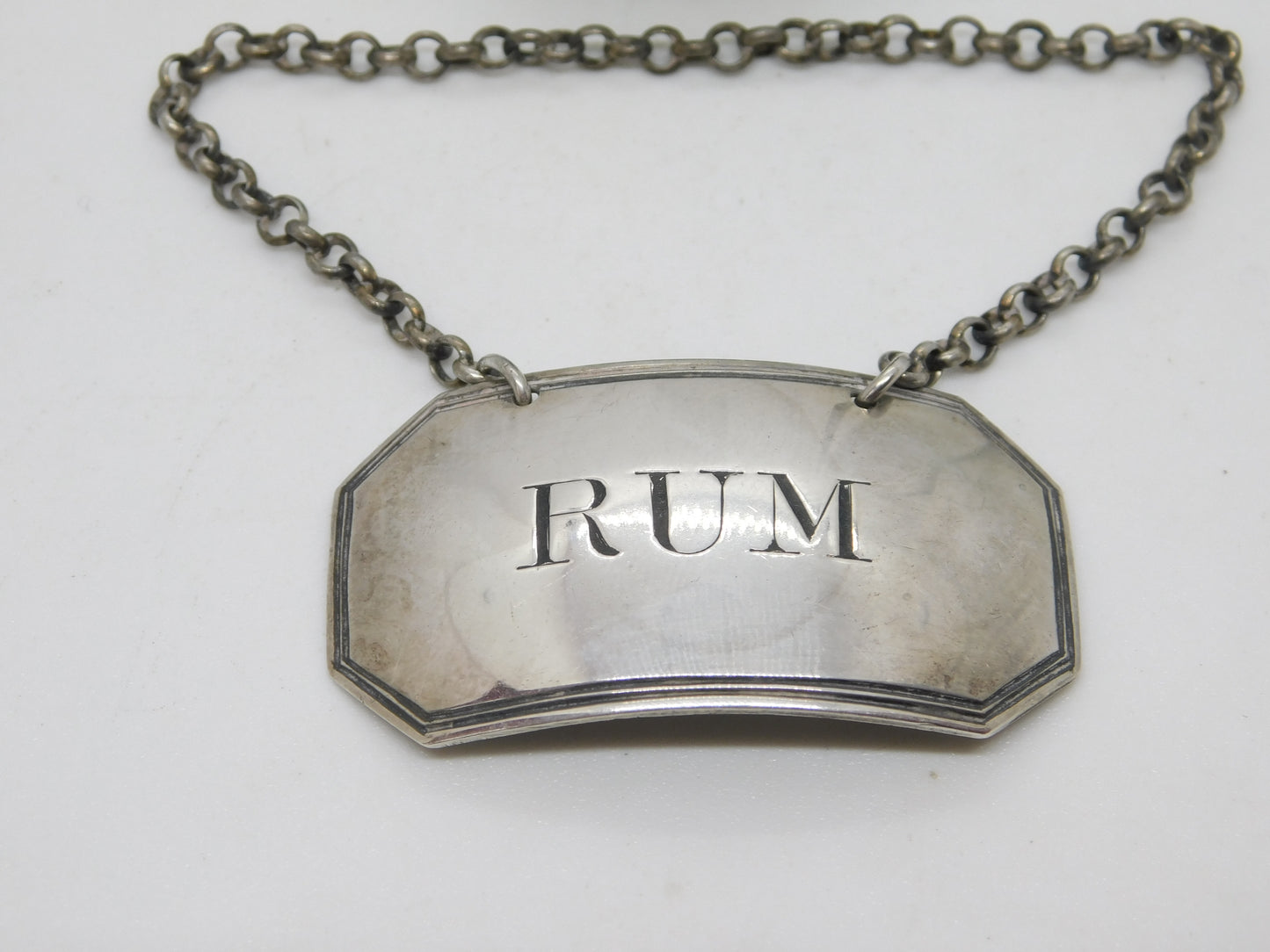 George III Sterling Silver Rum Decanter Label Antique c1780 Susannah Barker