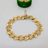 9ct Yellow Gold Modernist Square Link Designer Chain Bracelet Vintage c1970