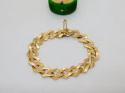 9ct Yellow Gold Modernist Square Link Designer Chain Bracelet Vintage c1970