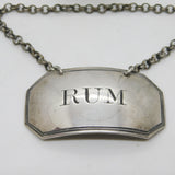George III Sterling Silver Rum Decanter Label Antique c1780 Susannah Barker