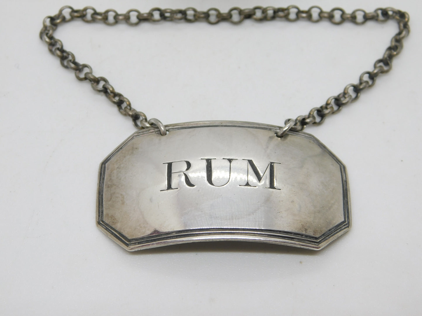 George III Sterling Silver Rum Decanter Label Antique c1780 Susannah Barker