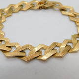 9ct Yellow Gold Modernist Square Link Designer Chain Bracelet Vintage c1970