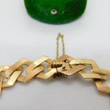 9ct Yellow Gold Modernist Square Link Designer Chain Bracelet Vintage c1970