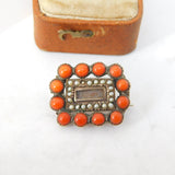 Georgian 9ct Rose Gold, Seed Pearl & Coral Mourning Brooch c1800 Antique