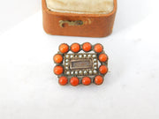 Georgian 9ct Rose Gold, Seed Pearl & Coral Mourning Brooch c1800 Antique