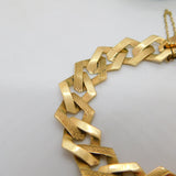 9ct Yellow Gold Modernist Square Link Designer Chain Bracelet Vintage c1970