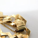 9ct Yellow Gold Modernist Square Link Designer Chain Bracelet Vintage c1970