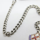 Victorian Sterling Silver Double Albert Watch Chain with Fobs Antique c1890