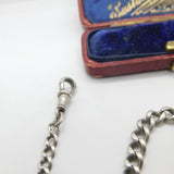 Victorian Sterling Silver Double Albert Watch Chain with Fobs Antique c1890