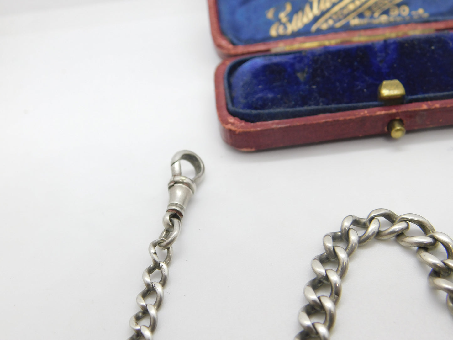 Victorian Sterling Silver Double Albert Watch Chain with Fobs Antique c1890