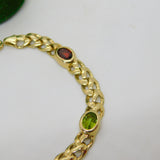 9ct Yellow Gold Multi-Gem Set Bracelet Vintage 1999 Birmingham 18cm Length