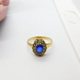 9ct Yellow Gold, Sapphire & Diamond Paste Floral Band Ring Antique c1930 Deco