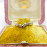 Scottish 18ct Yellow Gold & Diamond Wishbone Ring Vintage Edinburgh c1990
