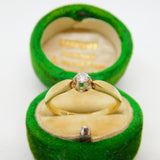 14ct Yellow Gold 0.1ct Diamond Cushion Cut Solitaire Ring Vintage c1970