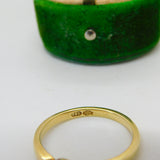 14ct Yellow Gold 0.1ct Diamond Cushion Cut Solitaire Ring Vintage c1970