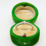 14ct White Gold Cushion Cut 0.1ct Diamond Solitaire Ring Vintage c1970